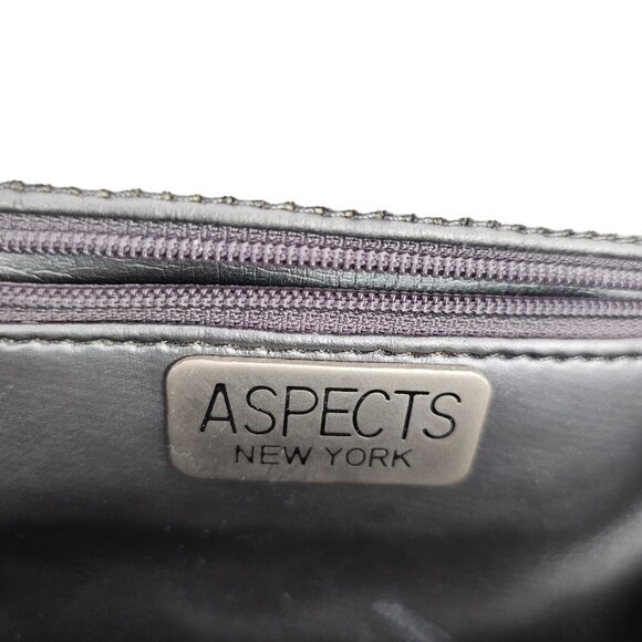 80s Aspects NY Tassel Woven Leather Crossbody/Clutch Bag Slim Strap Gray Silver - Picture 5 of 12